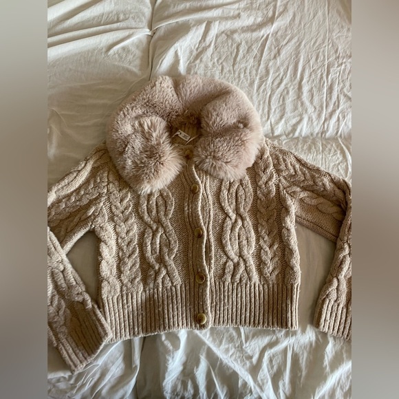 Mango MNG wool blend  COZY  BEIGE cardigan - Picture 8 of 12